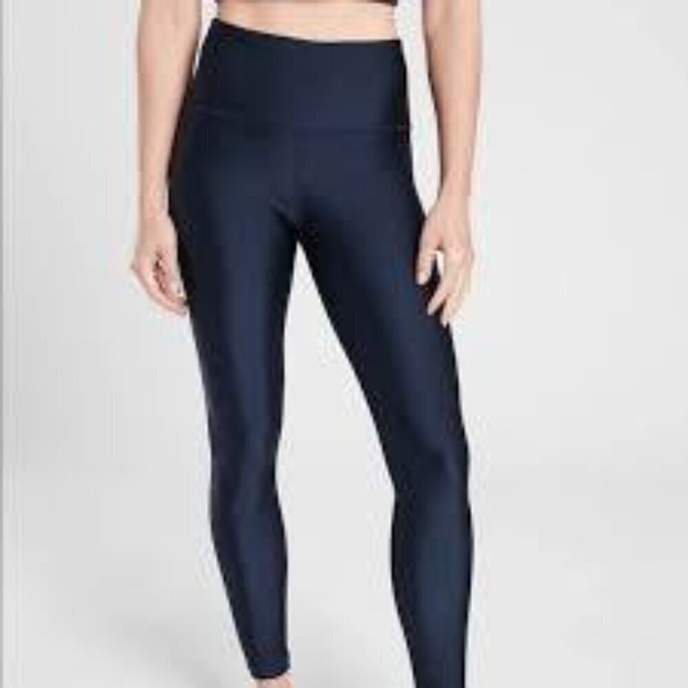 Athleta Elation Shine Tight Leggings in Navy Blue, size M